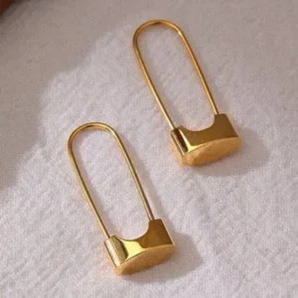 18K Gold Plated Lock Pin Hoop Earrings